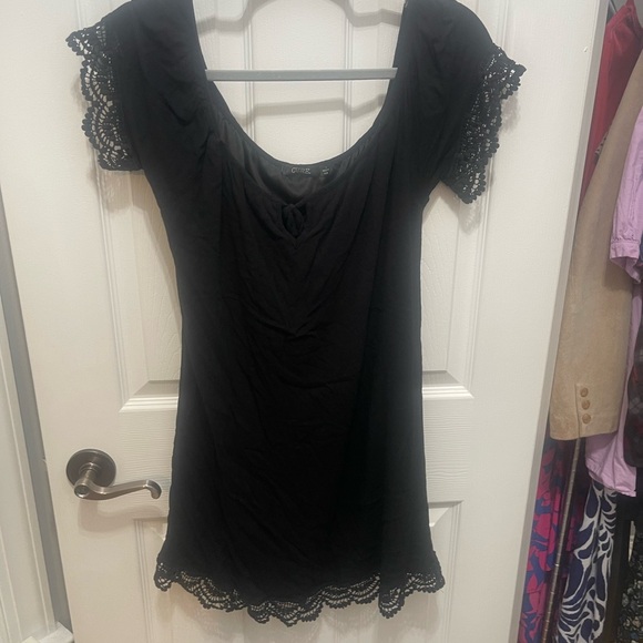 cure Dresses & Skirts - Chic Black Lace Sleeve Mini Dress